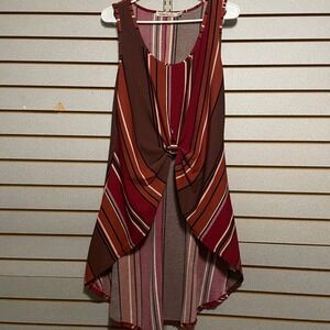Liberty Love Women's Striped Sleeveless Twist Front High Low Tank Top Size L